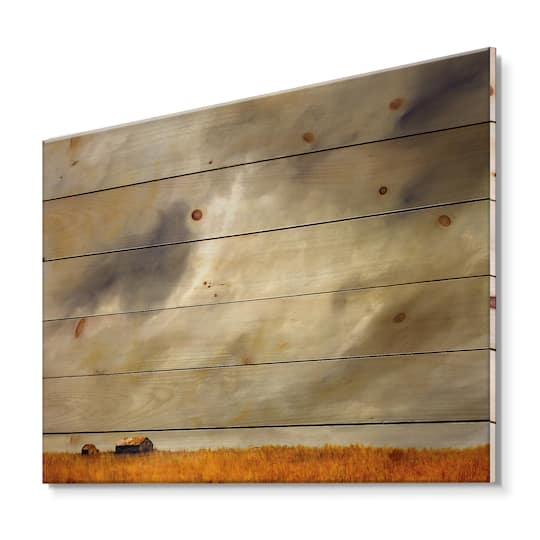 Designart - Desert Farmhouse Under Cloudy Sky in Washington I